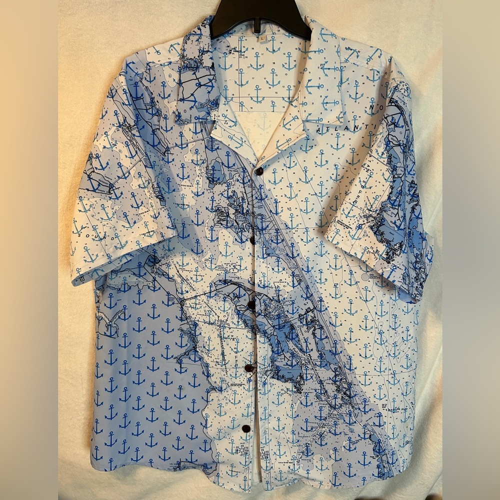 Blue Anchor Map Men's Shirt